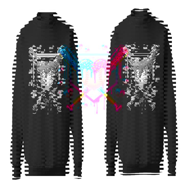 バレンタイン 野球 ハート 滴る アイスクリーム ミニハート スウェットシャツ