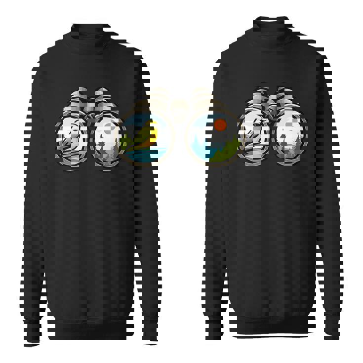 バードウォッチング双眼鏡デザイン スウェットシャツ