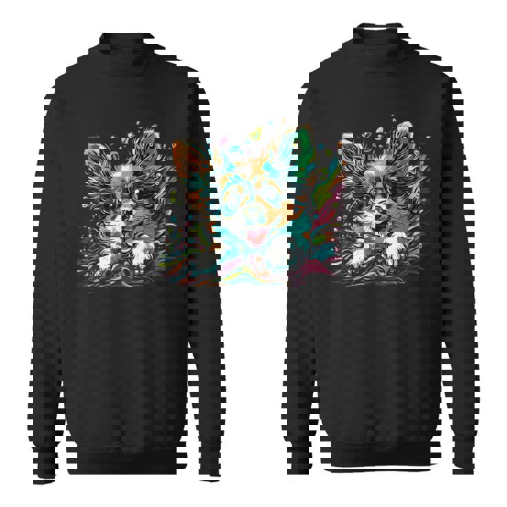 パピヨン犬の飼い主 パピヨン犬のアートワーク スウェットシャツ