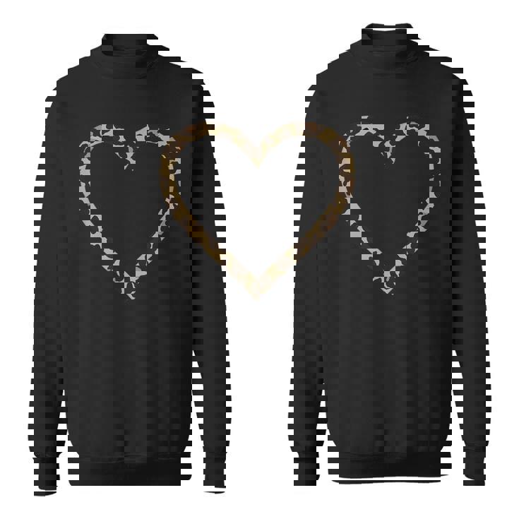 ヒョウ柄のハート スウェットシャツ