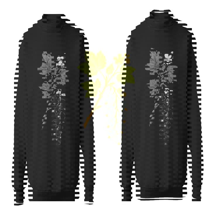 ビンテージボタニカルブラックカラント自然アートプリント スウェットシャツ