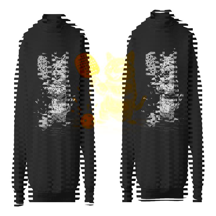 ピックルボール選手 ピックルボールの猫 長袖tシャツ スウェットシャツ