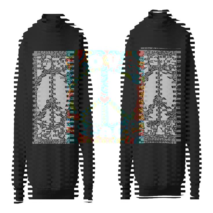 ピースサイン Love 60年代 70年代 タイダイ ヒッピー コスチュームシャツ スウェットシャツ