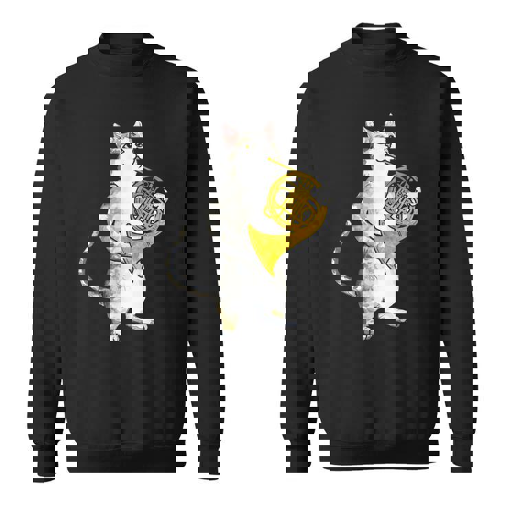 フレンチホルン音楽家オーケストラ音楽を奏でるクールな猫 スウェットシャツ