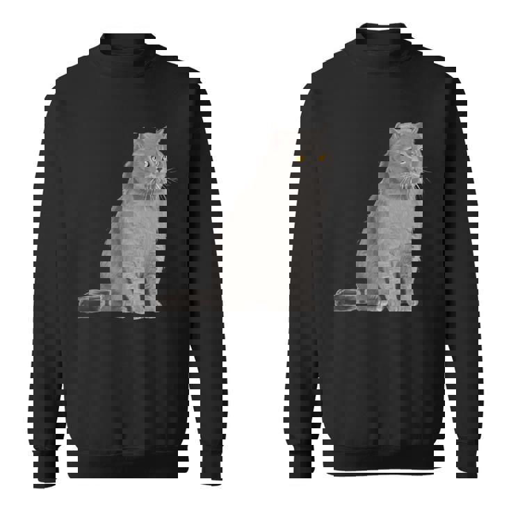 ブリティッシュショートヘアの猫 長袖tシャツ スウェットシャツ