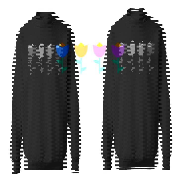 ブルー、オレンジ、ピンク、パープルのチューリップ。 スウェットシャツ