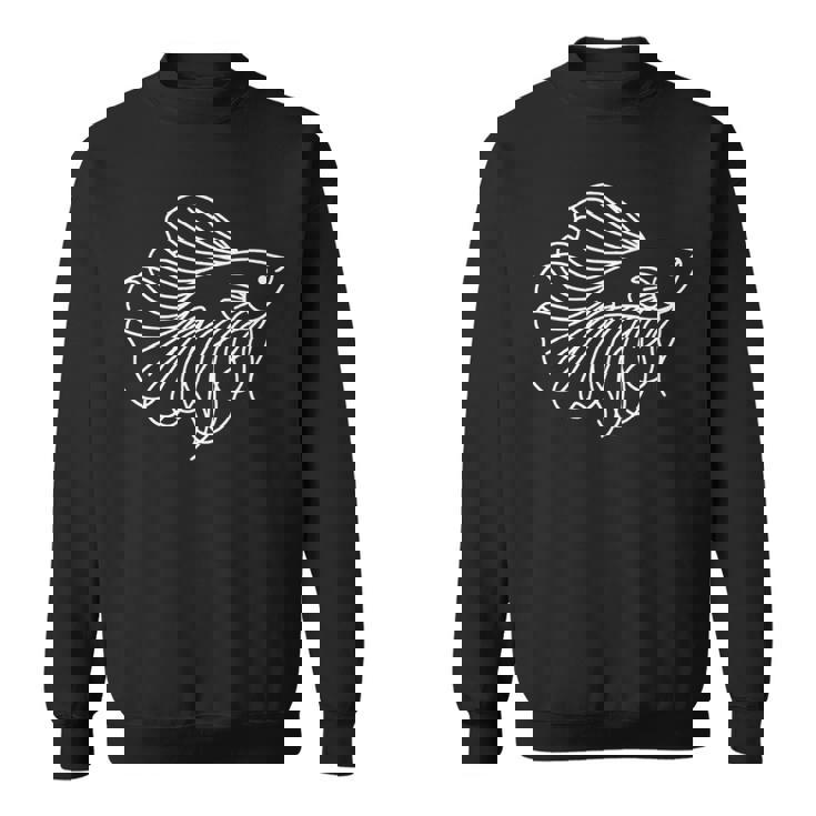 ベタ ラインアート アクアリウム 熱帯魚デザイン 長袖tシャツ スウェットシャツ