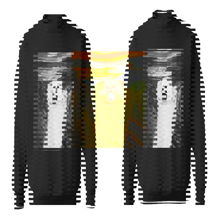 ポメラニアン 面白いtシャツ 犬 ムンクの叫び かわいい メンズ 子供 おもしろ 服 グッズ ネタ わんこ スウェットシャツ