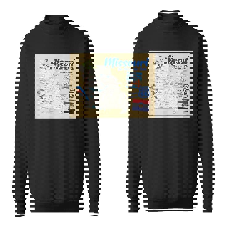 ミズーリ州、マップフラッグアーチブルーバードフラワーランドマーク スウェットシャツ