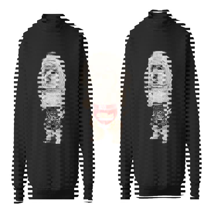 ムエタイキックボクシングチャンピオンとしてのマルチーズドッグ スウェットシャツ