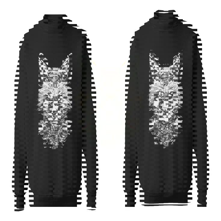 メカニカルきつね 近未来デザイン 長袖tシャツ スウェットシャツ