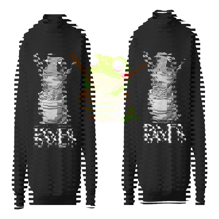 ラーメンを食べるカエルの麺 カワイイ 美的 日本アニメ スウェットシャツ