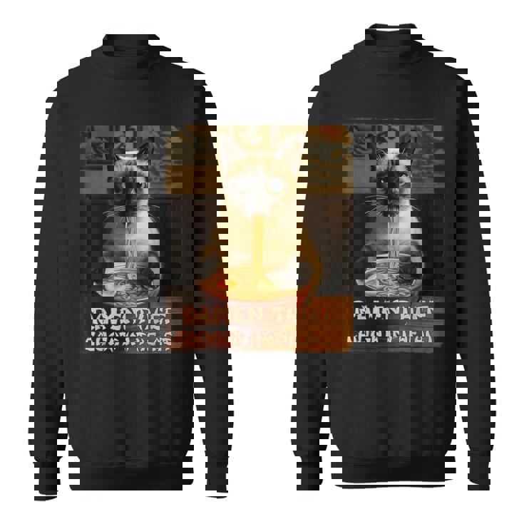 ラーメン猫 シャム猫 ラーメンを食べるラーメン泥棒 グランジ スウェットシャツ