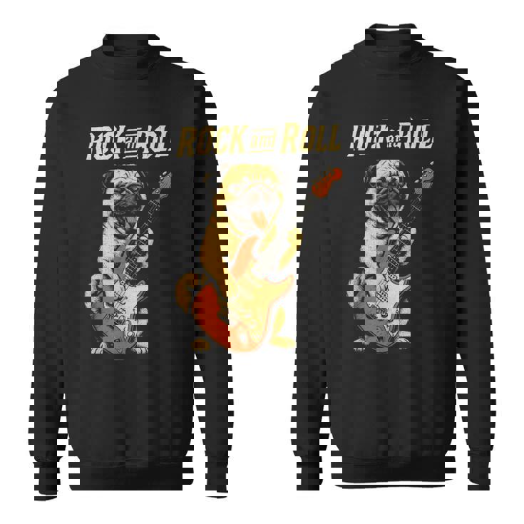 ロックするパグ犬 ギター演奏の面白デザイン スウェットシャツ