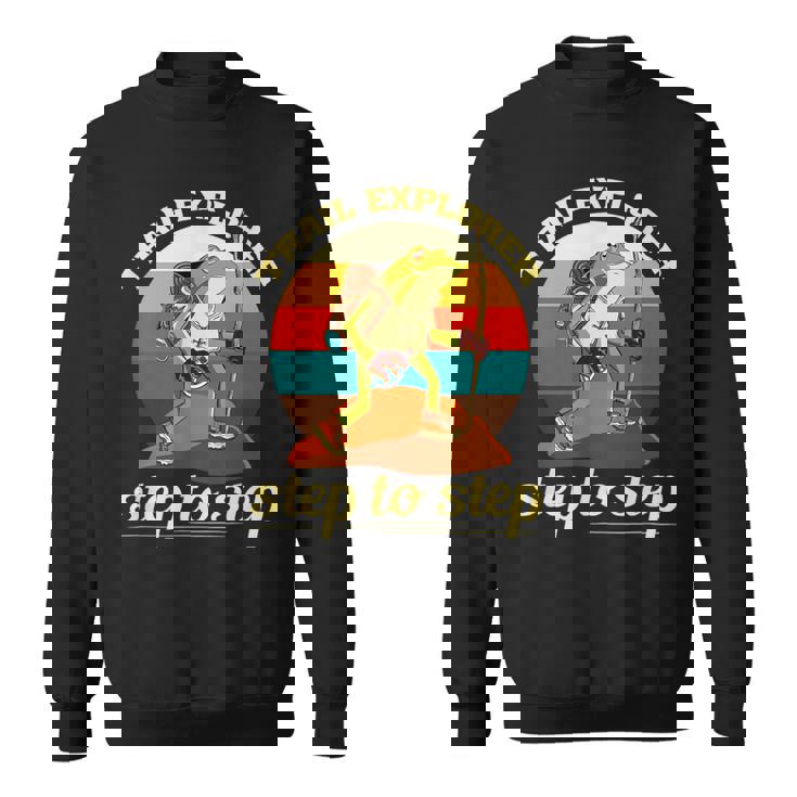 一歩ずつ、面白いカエルのハイキング山 スウェットシャツ