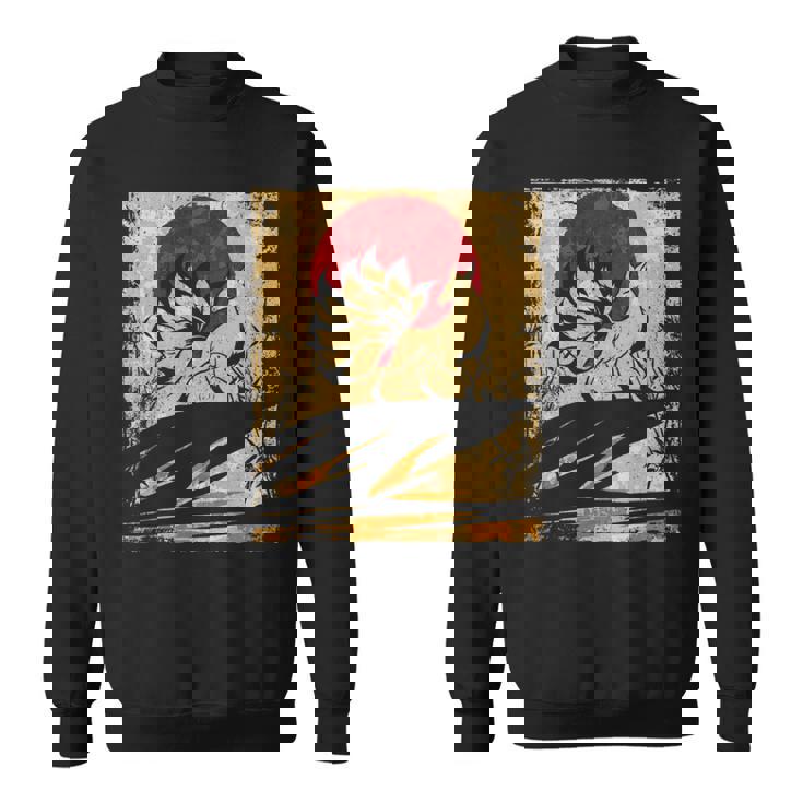 九尾の狐 日本のレトロアート 長袖tシャツ スウェットシャツ