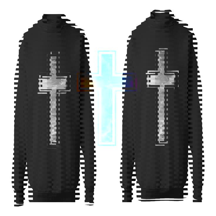 宗教のシルエット 信仰 水彩 キリスト教 十字架 スウェットシャツ