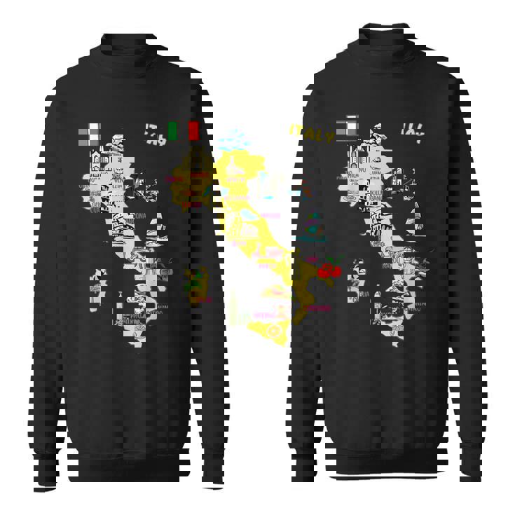 手描きのイタリア地図 観光地 スウェットシャツ
