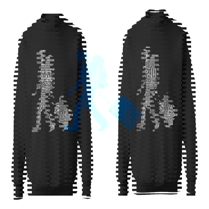 旅への冒険心を抱くシルエットデザイン 世界を巡る旅人たち スウェットシャツ