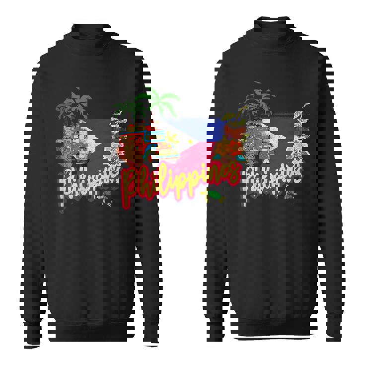 旗のヤシの木のお土産とフィリピンのヴィンテージメガネザル スウェットシャツ