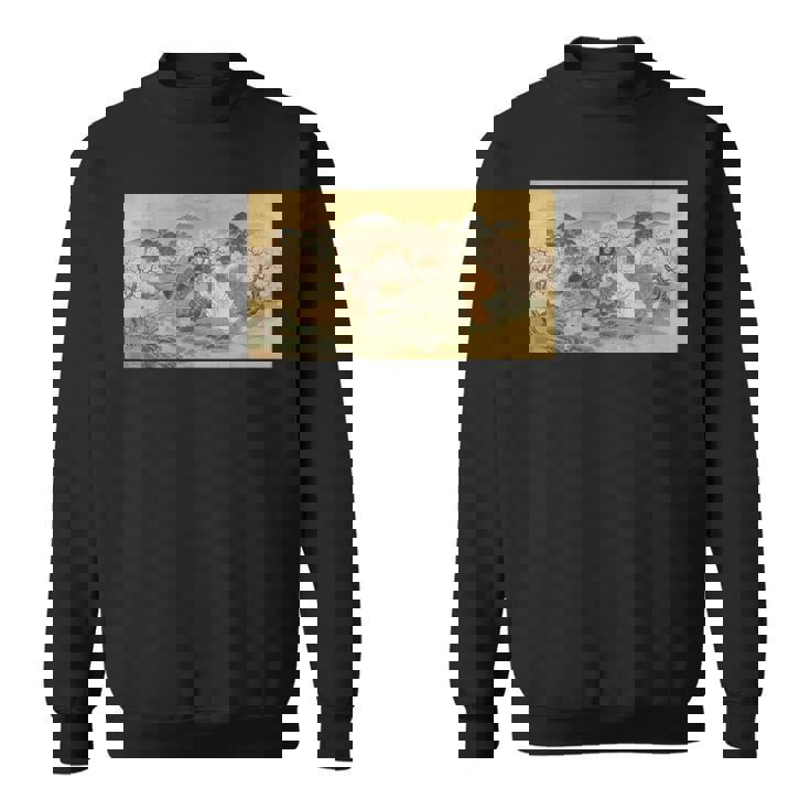 狸 狐 屏風絵 日本画 たぬき きつね スウェットシャツ