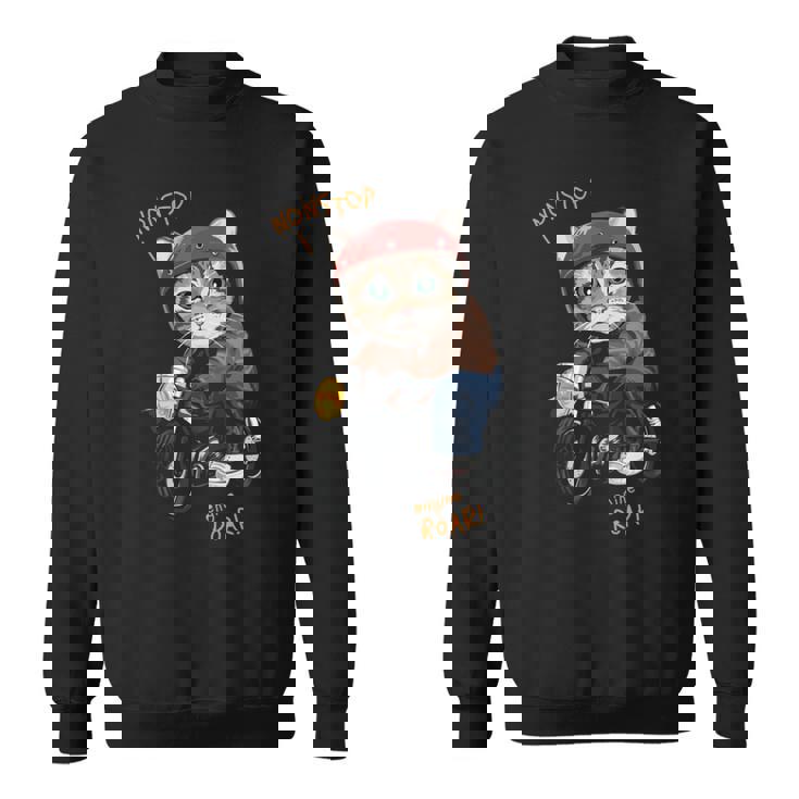 猫 バイク オートバイ おもしろ ねこ ライダース バイカー 面白い ネコ 長袖tシャツ スウェットシャツ