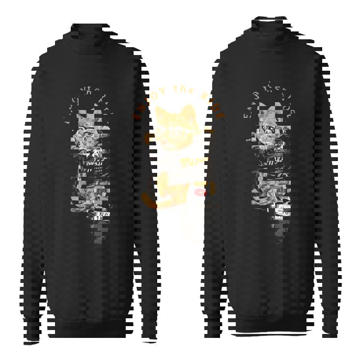 猫 おもしろ バイク オートバイ ねこ ライダース バイカー 面白い ネコ 長袖tシャツ スウェットシャツ