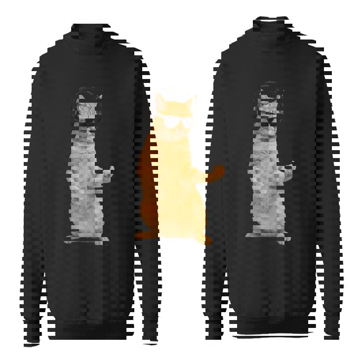 猫エアギター スウェットシャツ