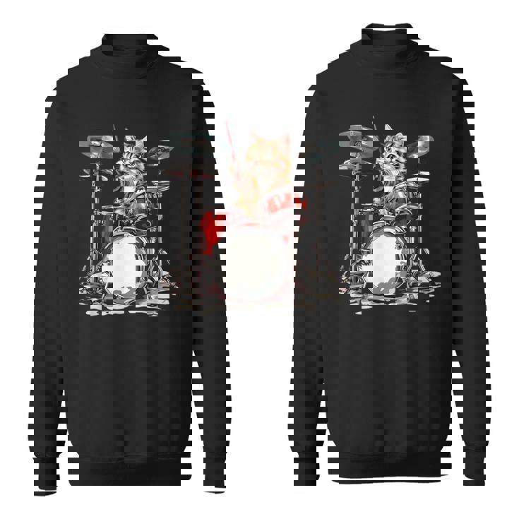 猫太鼓ドラムスティックかわいい猫と音楽 スウェットシャツ