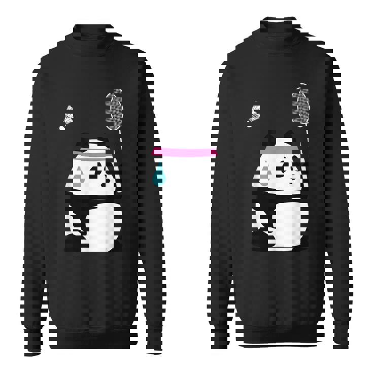 疲れきったバドミントンパンダ 面白いかわいいシャトルコック動物 スウェットシャツ