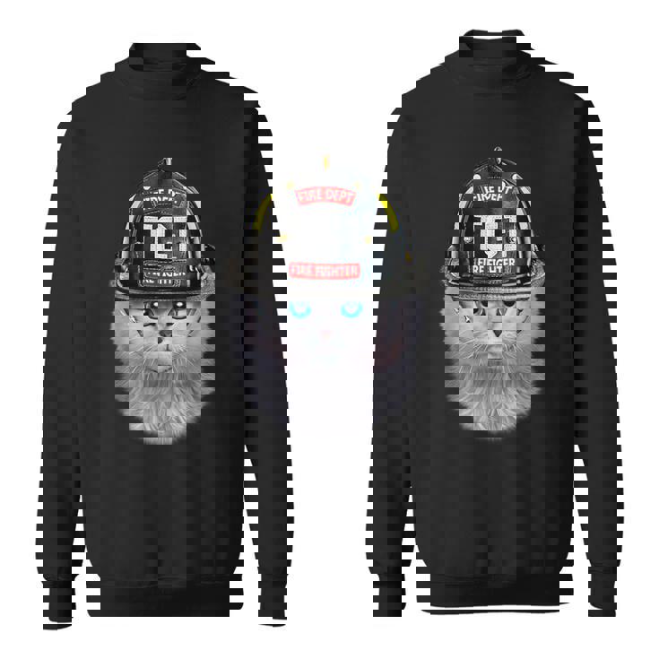 白いペルシャ猫 ねこ 消防士 スウェットシャツ