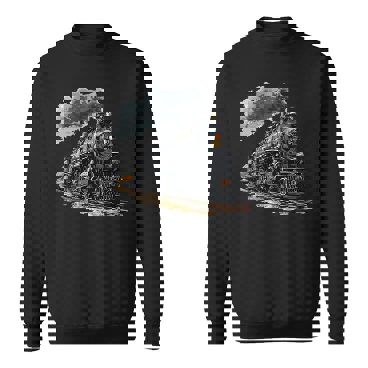 蒸気機関車 鉄道 機関車 ギフト 蒸気機関車 長袖tシャツ スウェットシャツ