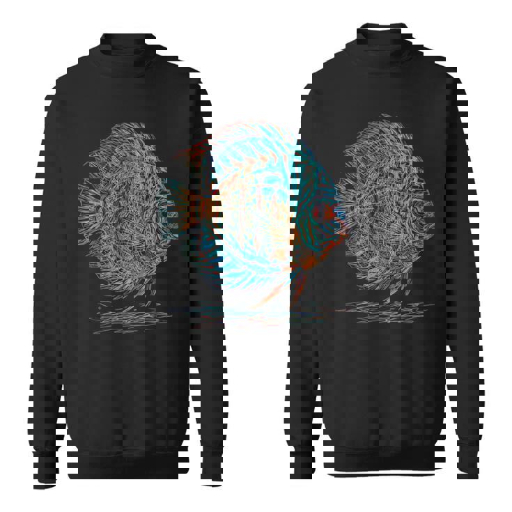 青 円盤魚 アクアリウム フィッシュキーパー スウェットシャツ