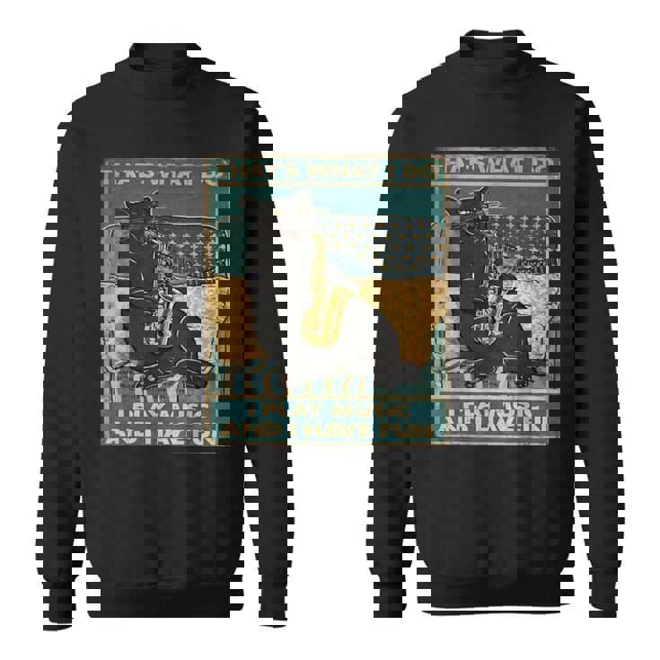 面白い レトロ 猫 演奏 サックス ヴィンテージ 音楽 スウェットシャツ