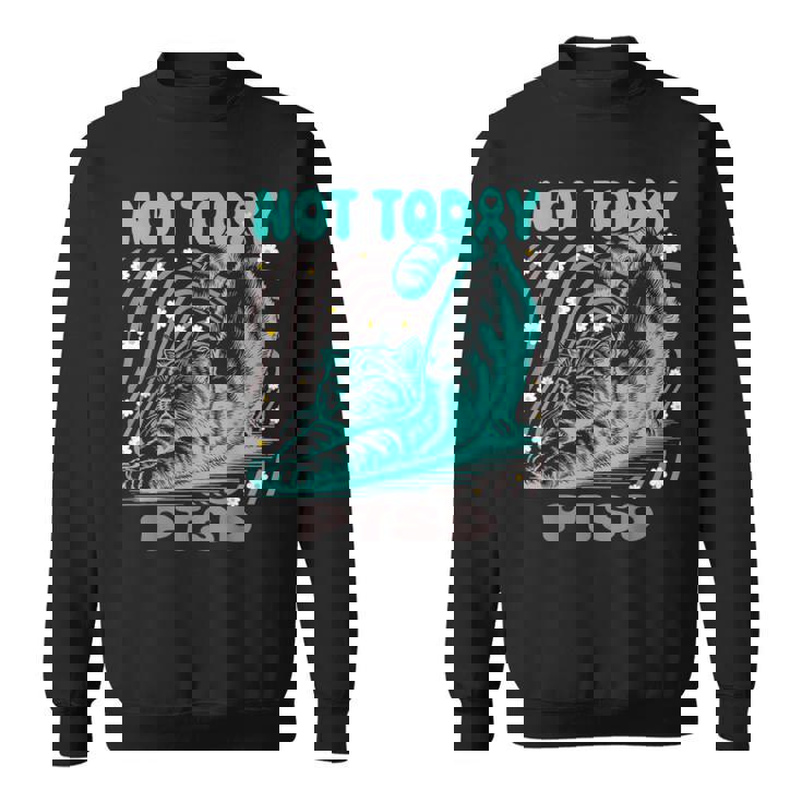 面白いptsd啓発リラックス猫は今日ではありません スウェットシャツ