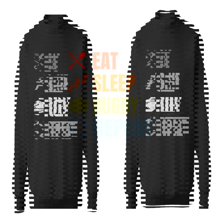 食べる寝るラグビーリピートラグビーコーチチームスポーツ スウェットシャツ