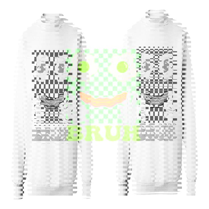 Bruh Green Face Eggs And Bacon Ham 朝食 聖パトリックズ スウェットシャツ