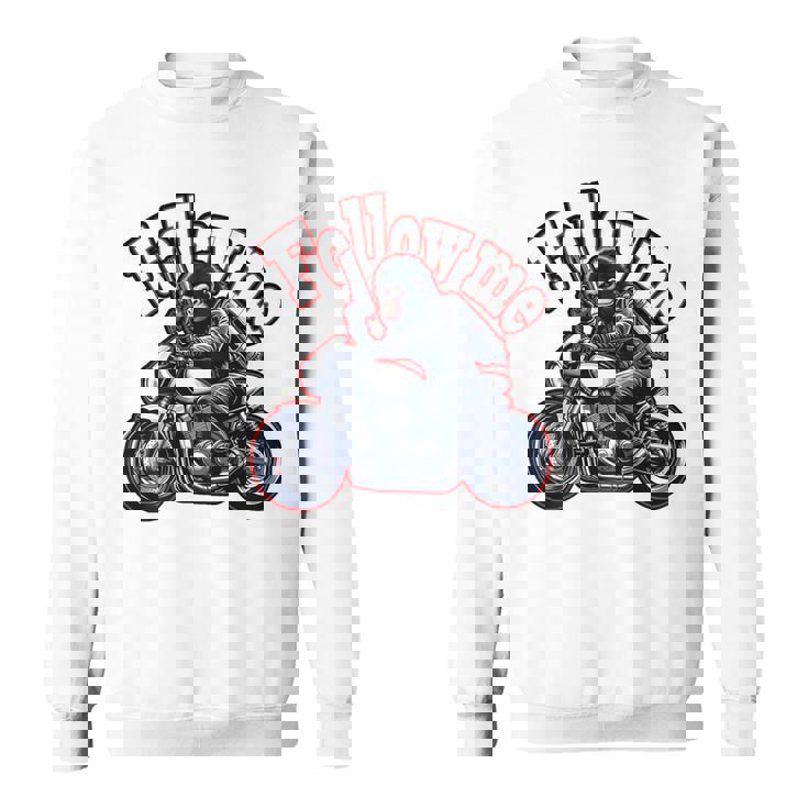 Followmeバイクに乗るゴリラのバックプリントデザイン スウェットシャツ