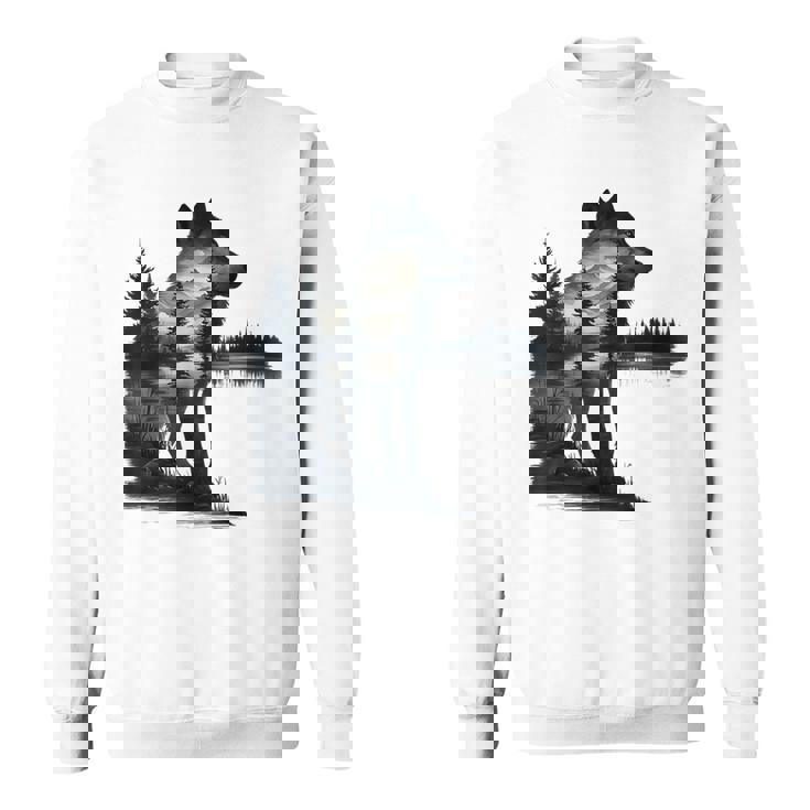 Nature Mountains Adventure Wolf Outdoor Wildlife Forest Sweatshirt