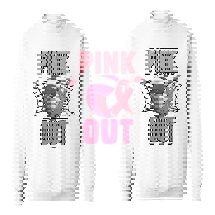 Pink Out Volleyball Breast Cancer Awareness Ribbon Volley Sweatshirt