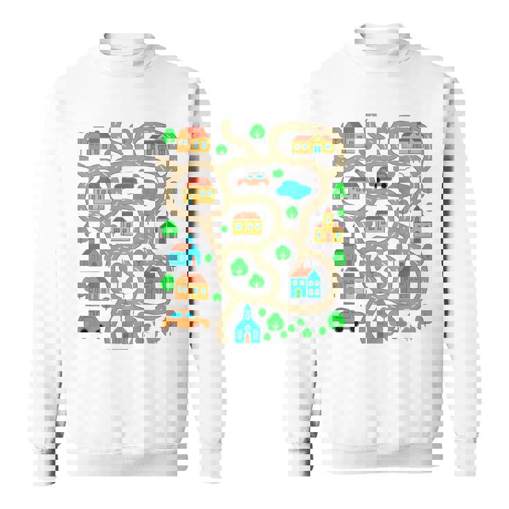 Play Cars On Dad's Back Mat Road Car Race Track Festa Del Papà Felpa