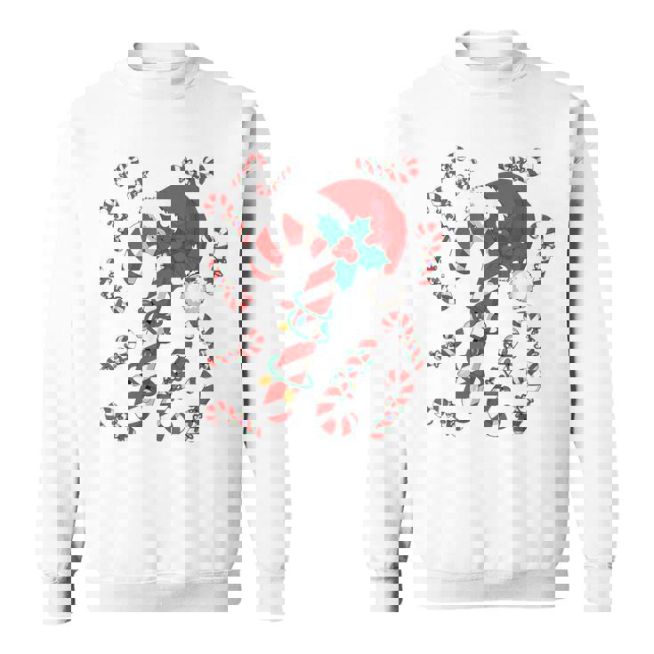 Red And White Candy Cane Santa Christmas Xmas Lights Sweatshirt