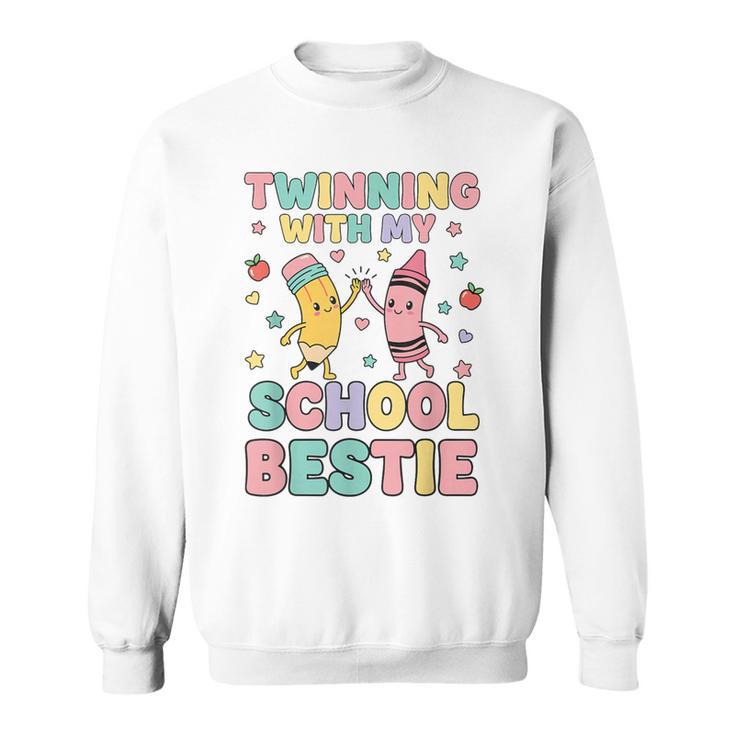 Twinning With My School Bestie Cute Matching Friend Twin Day Sweatshirt