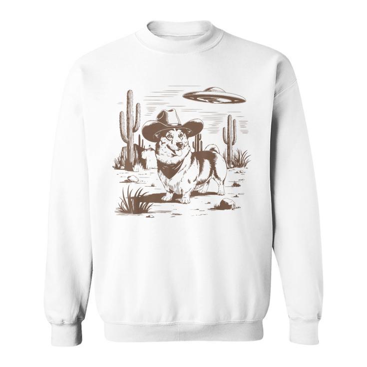 Ufo Corgi Western Alien Vintage 90S Wild West Fun Cowboy Dog Sweatshirt