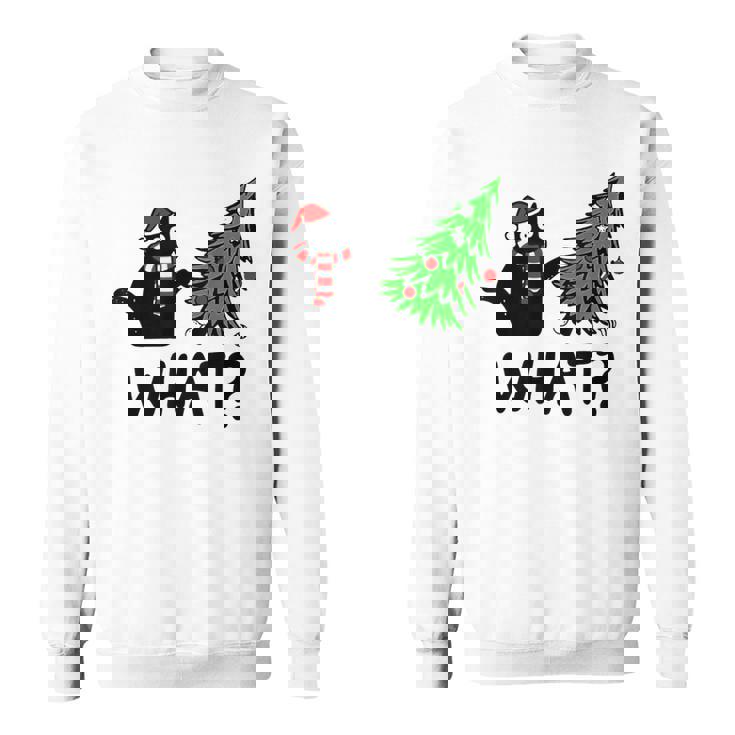 Ugly Sweater Christmas Tree Naughty Black Cat What Santa Hat Sweatshirt Ugly Sweater Christmas Tree Naughty Black Cat What Santa Hat Sweatshirt