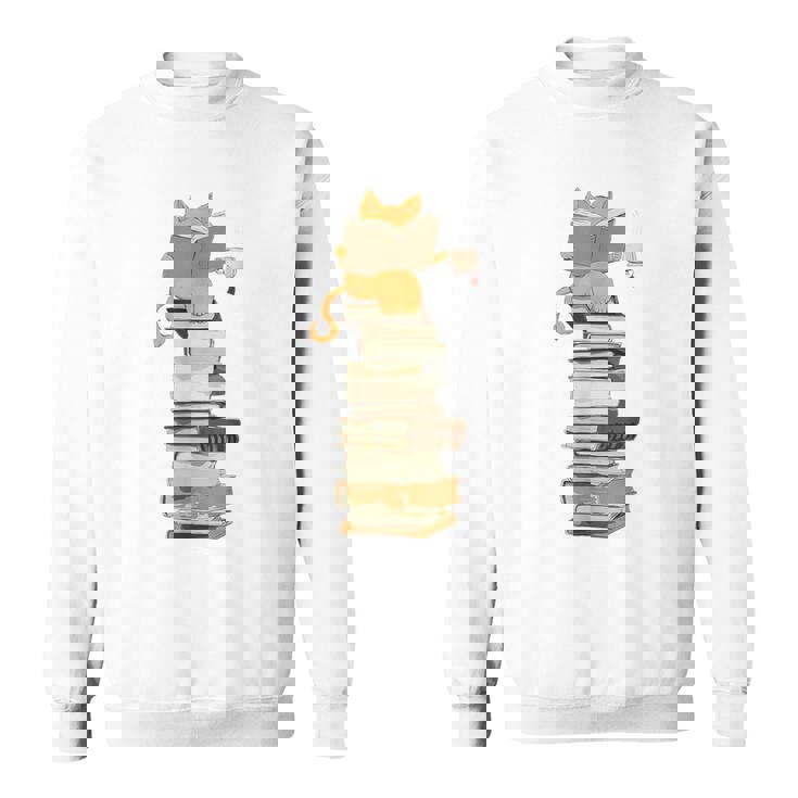 かわいい猫、本好きの猫 スウェットシャツ