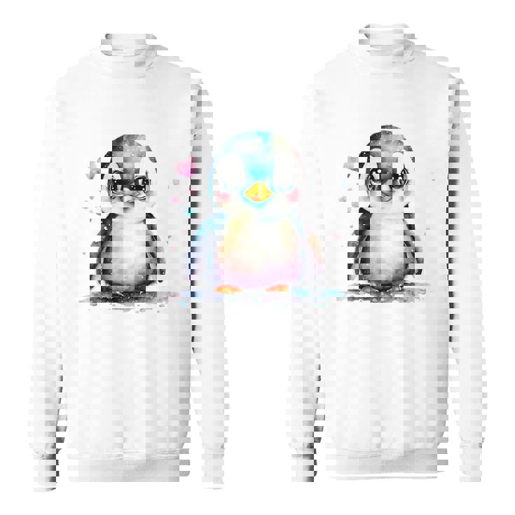 ちょっと可愛い赤ちゃんペンギンの鳥とハートのペンギン。 スウェットシャツ