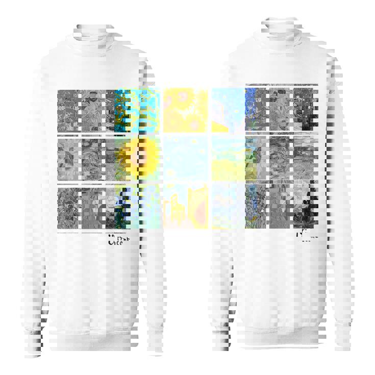 ひまわりと星月夜のゴッホ絵画コラージュ スウェットシャツ