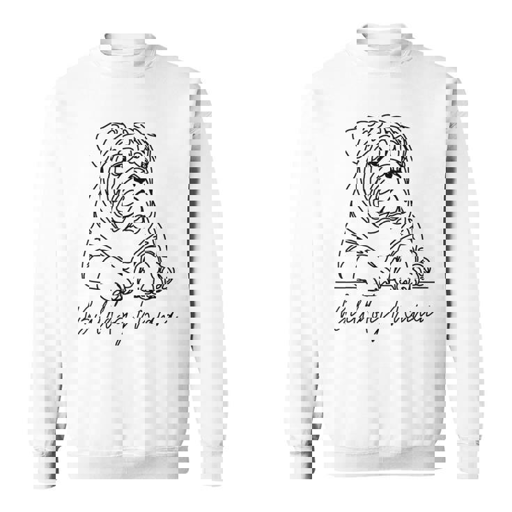 イングリッシュブルドッグ ママ ブルドッグ ママ キュート ラインアート 犬 アーティスティック スウェットシャツ