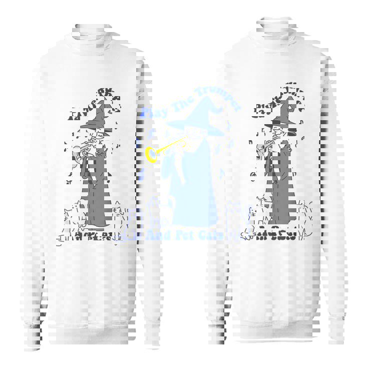 トランペットとペットの猫を弾く スウェットシャツ